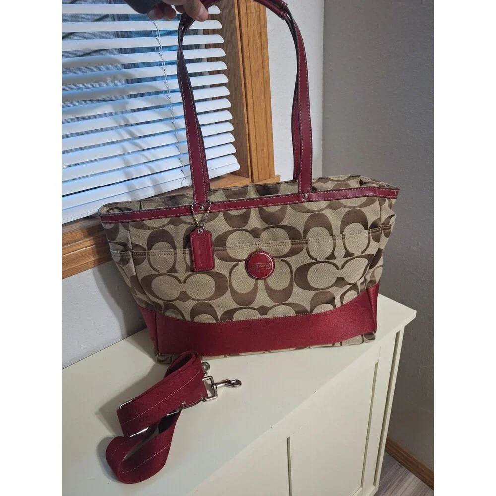 Coach Large Diaper Bag brown red/burgundy
